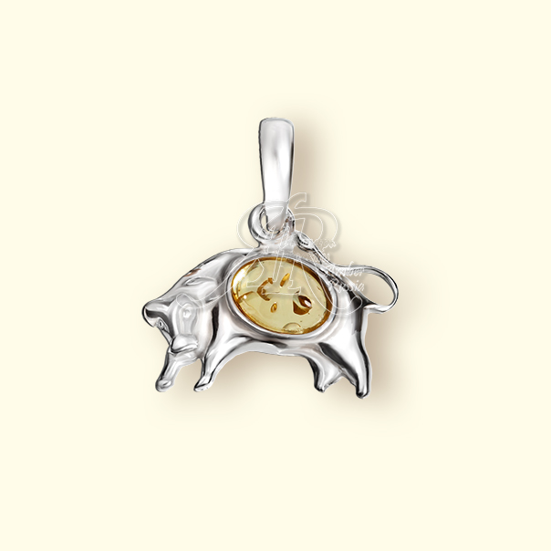 Подвеска Посеребрение, янтарь